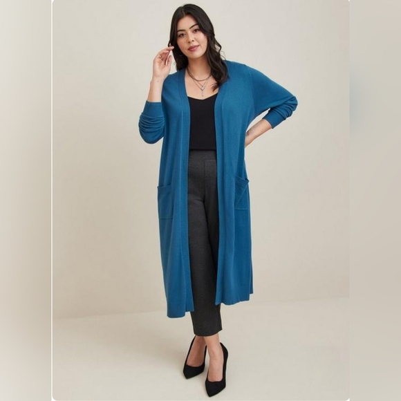 Torrid Blue Women's Long Open Cardigan Sweater Size 1X - Picture 1 of 8